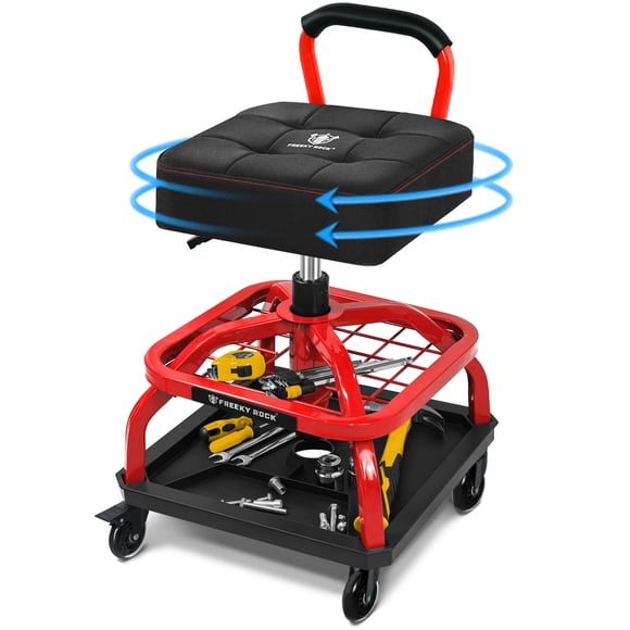 Taburete Rolling Shop De Altura Ajustable Con Tapa De 150 Kg