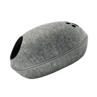 Ioensy - Cueva De Cama De Gato De Fieltro Natural Con Cremallera Tienda De Campaña Para Gatos De Interior Casa De Cama Para Mascotas Escondite Gris