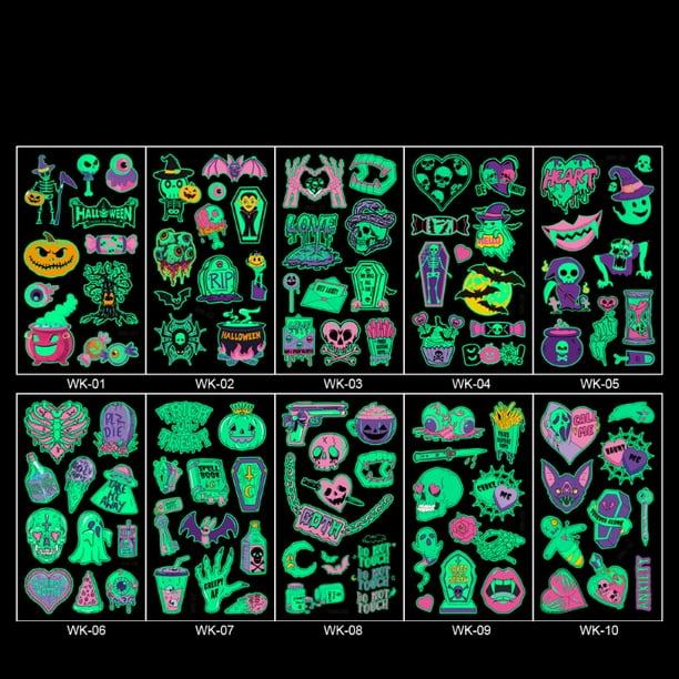 Luminous Night Tattoo Stickers For Children Unicorn Stars Temporary Waterproof Tattoo Body Art Kid Halloween Makeup Cartoon Fake Tatoo