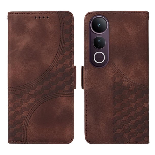 Carcasa FOXDOCK Vivo V50 Lite de cuero PU, diseño acolchado clásico, protección contra caídas y rayones