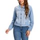 thumbnail image 2 of INSPIRE CHIC Chaqueta de Jean para Mujer Cuello Abatible Manga Larga Lavada Abotonada Casual Chaquetas de Mezclilla L Azul Claro, 2 of 6