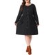 thumbnail image 2 of Vestido de muñeca con cuello redondo para mujer de talla grande Agnes Orinda, decoración de botones, manga larga, vestido casual suave de otoño con bolsillo, 4X negro, 2 of 6