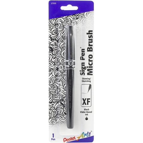 Pluma Pentel Sign Punta Micro Pincel Tinta Negra A Base De Agua