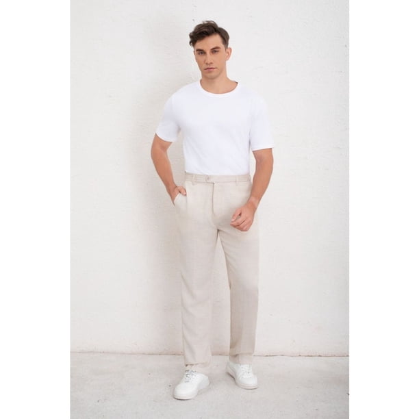 Pantalon Clasico Hombre Algodon Casual Tipo Lino Liso 6011