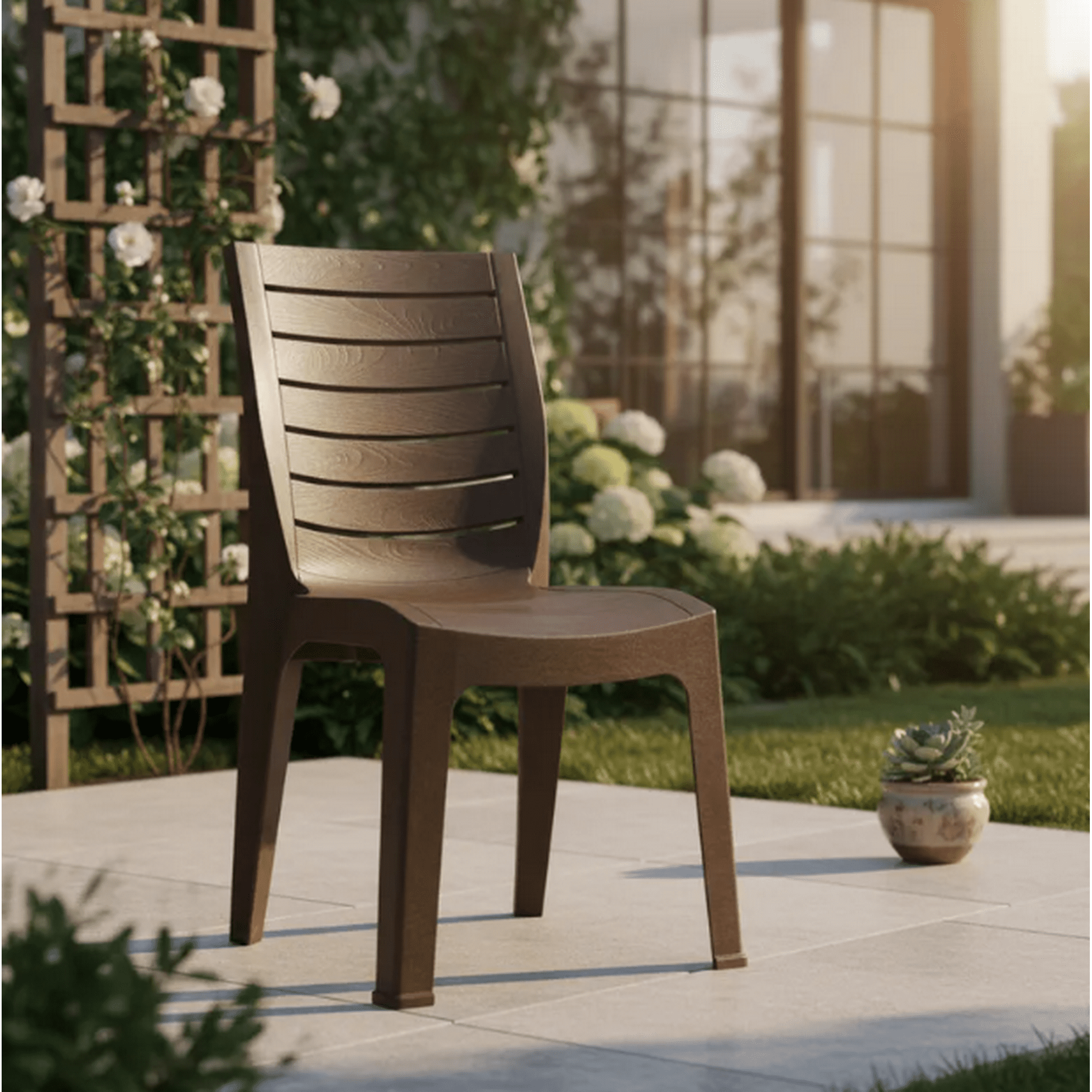 Reyplast - Silla Jardin / Terraza Roble Sin Apoya Brazos