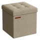 thumbnail image 1 of Otomana de almacenamiento SONGMICS con forma de cubo de 30 cm, plegable, color marrón camel, 1 of 6