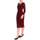 thumbnail image 4 of INSPIRE CHIC Vestido de Mujer Cuello en V Encaje Floral Transparente Manga Larga Midi Vestido de Cóctel S Rojo Vino, 4 of 5