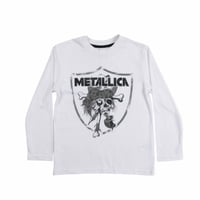 Polera Manga Larga Niño Calavera Blanco Metallica