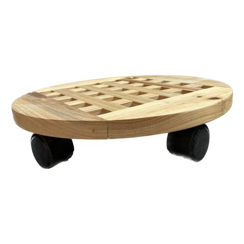 Pottery - Porta Macetero De Madera, Redondo, Con 4 Ruedas