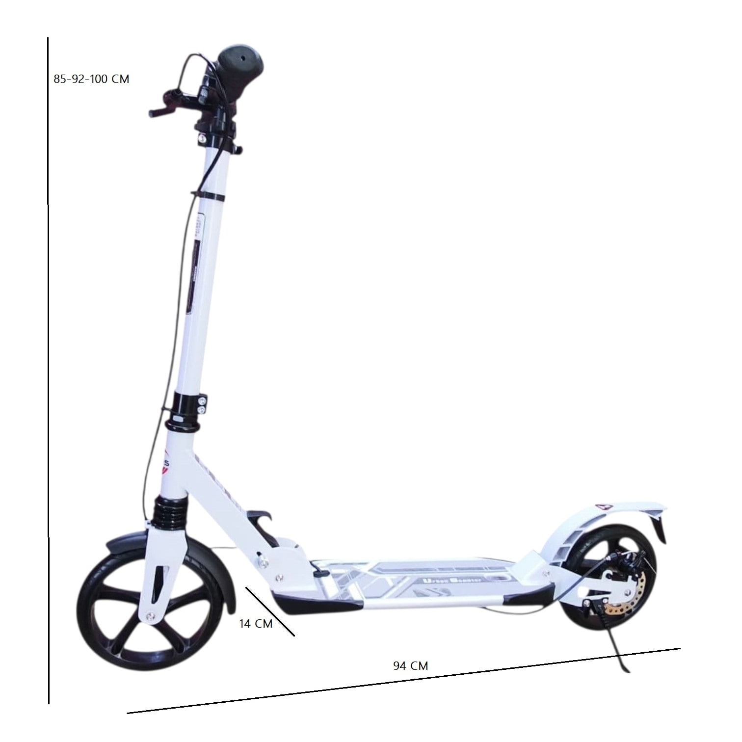 Vipnetwork - Scooter Monopatín Niños Adultos Con Freno Disco Blanco