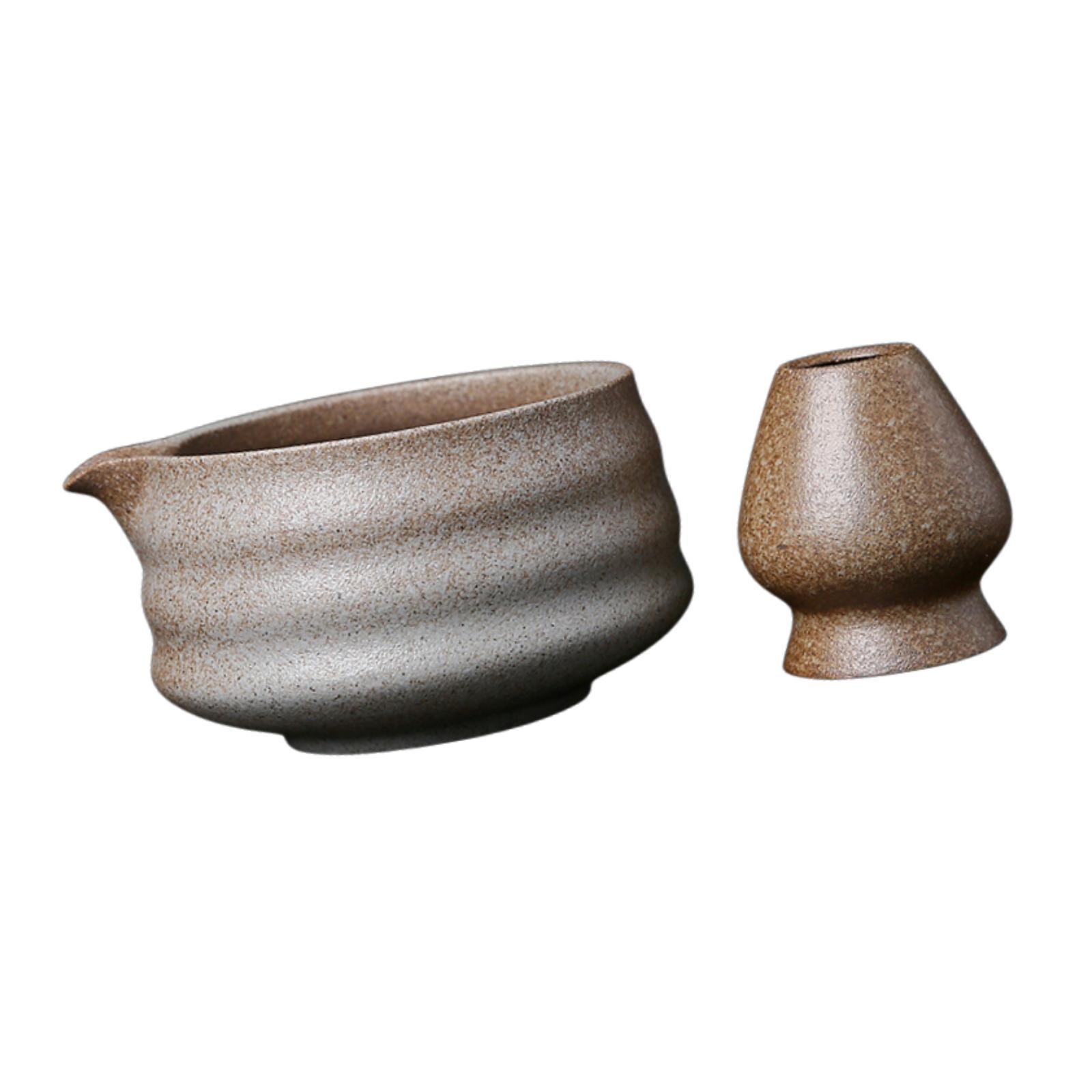 Bothyi - Cuenco Japonés Para Matcha Y Soporte Para Batidor, Hecho A Mano Para Amantes Del Té, Regalo Para Salón De Té Amarillo