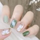 thumbnail image 1 of Press On Nails Short Square Glossy Fake Nails Full Cover False Nails Camellia Flowers Stick On Nails With Golden Line Nail Tip Fake Nails Glue On Nails White Swirl Acrylic Nails For Women And Girls 24, 1 of 3