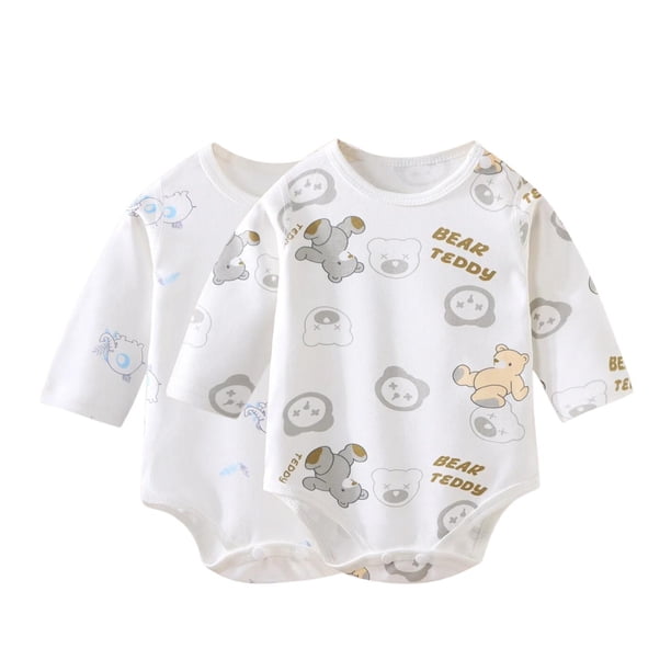 Pack 2 Piluchos Body Bebe Algodón Manga Larga Estampado #4 multicolor 0-3 Meses