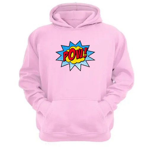 Genérico - Polerón Canguro Logo Pow Rosa Talla M Unisex