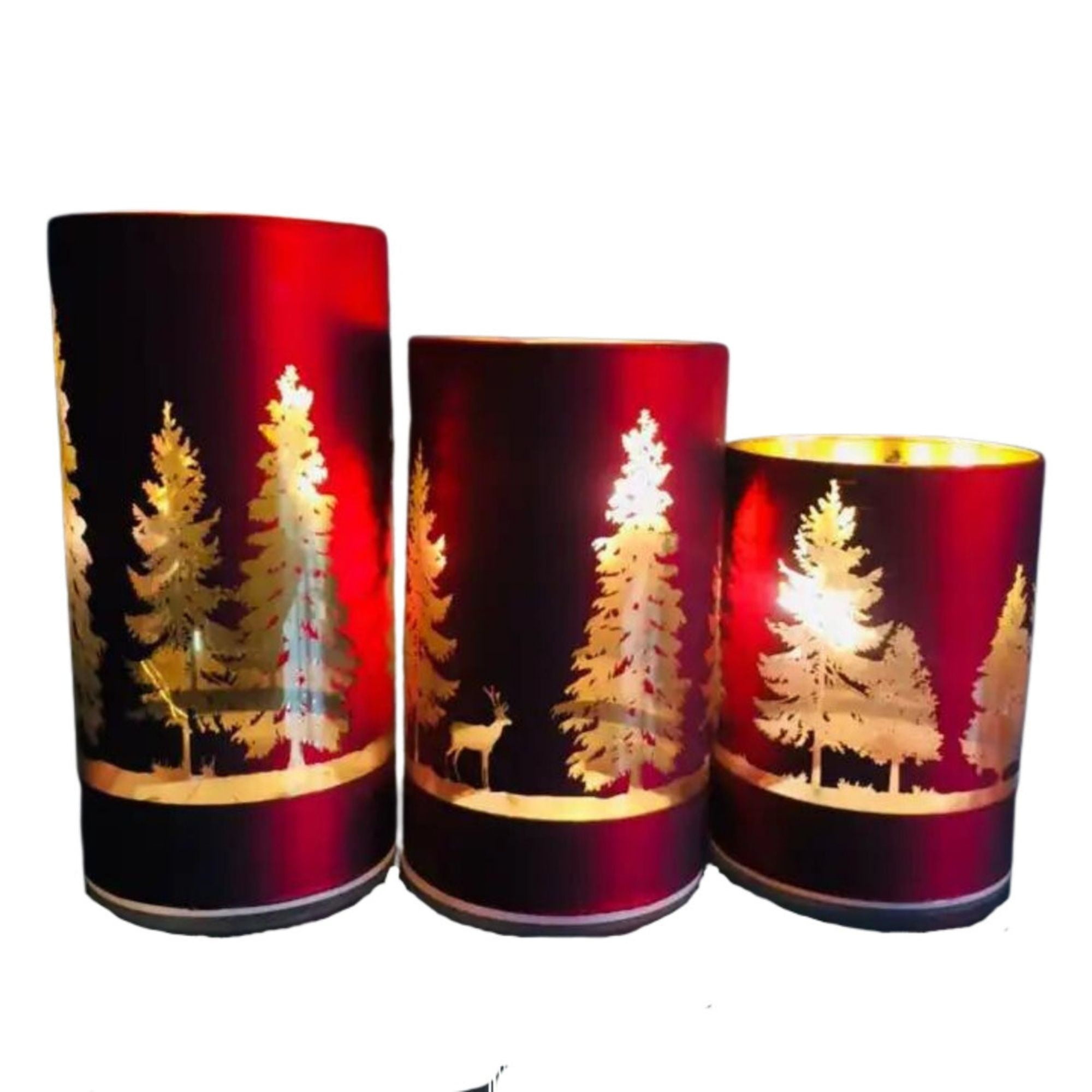 Bohemik - Portavela De Luz Led Navideño Rojo