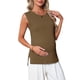 thumbnail image 1 of INSPIRE CHIC Top de Primavera para Mujeres Embarazadas, Camiseta de Manga Corta, Tops Básicos de Punto Acanalado, Ajuste Ceñido, Camisas Casuales 2026 S Café, 1 of 5