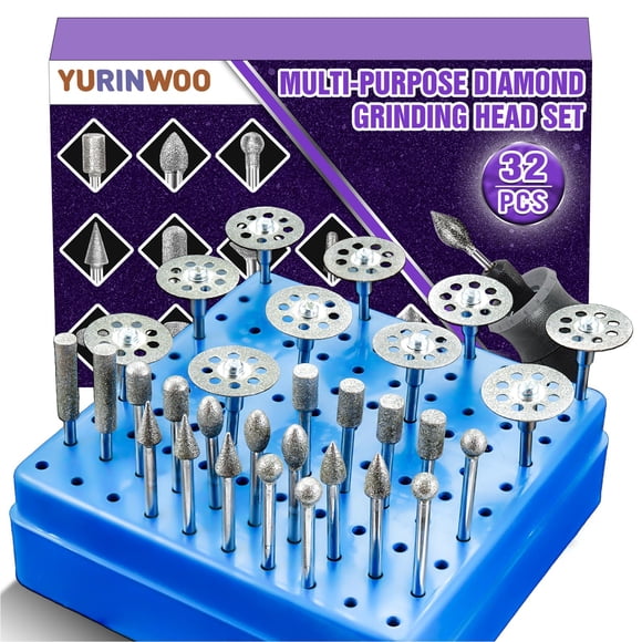 Juego de brocas de diamante YURINWOO 120 Grit para Dremel, 32 piezas