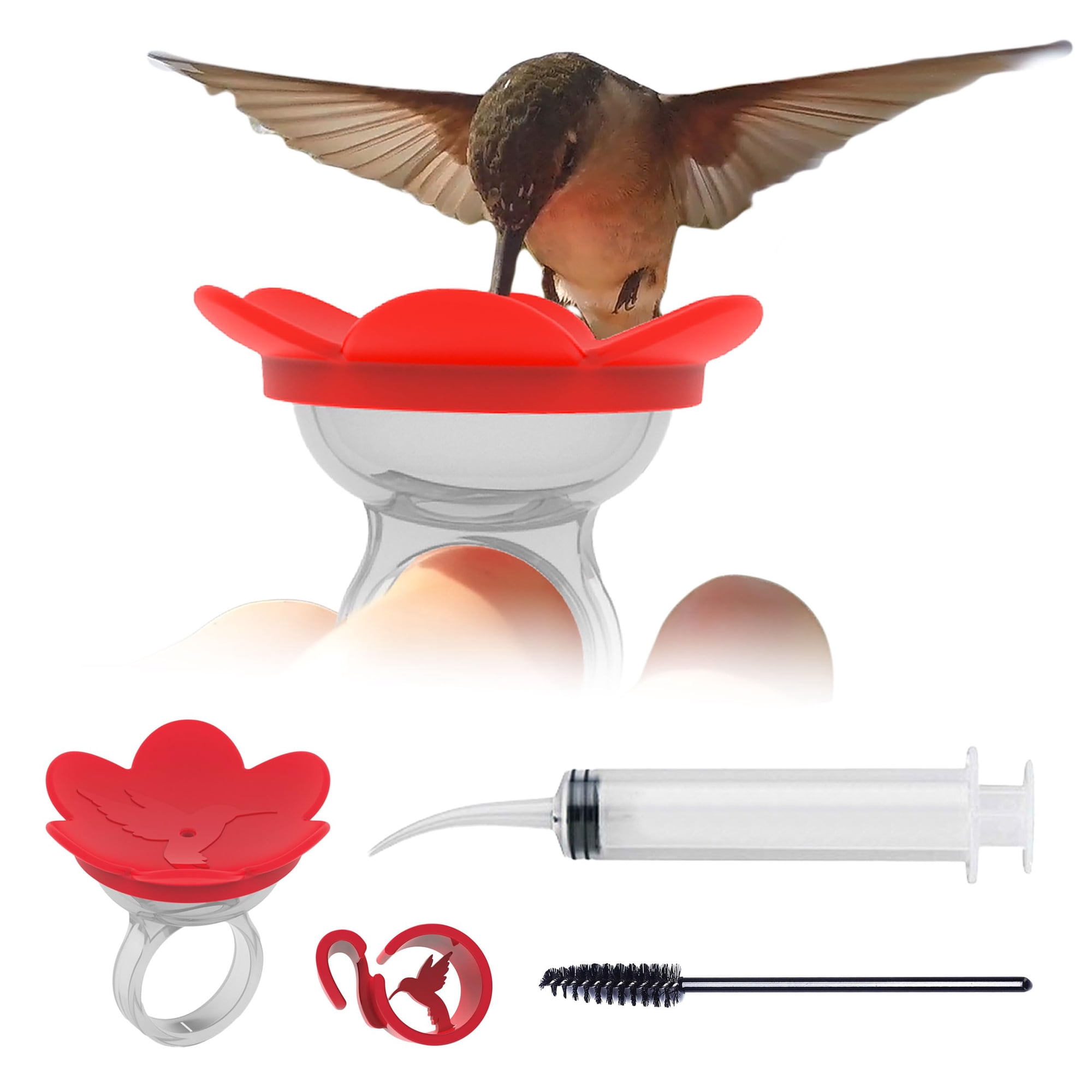 Alimentador de Colibrí ZUMMR Kit de Inicio con Anillo (Rojo)