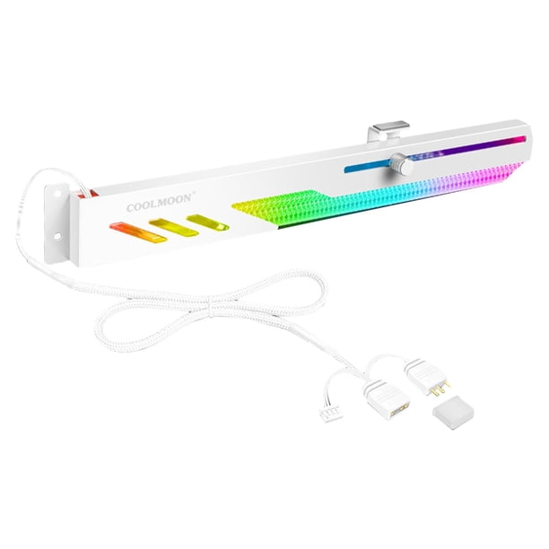 Tarjeta gráfica ARGB 5V Decoración GPU Soporte para tarjeta de video Soporte para soporte tirarere RGB PC de escritorio Soporte para tarjetas de , Blanco