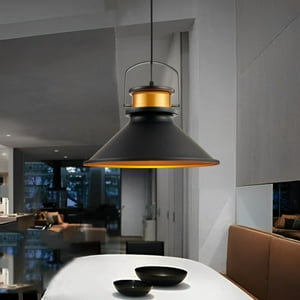 Electricastore - Lámpara Colgante Negra Y Dorado Interior 37Cm Aluminio