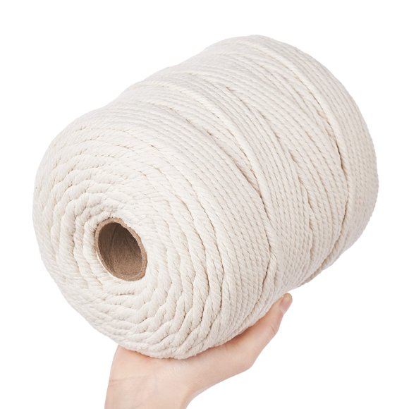 Cuerda de macramé AIFUN 6 mm x 200 m Beige blanco de algodón