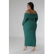 thumbnail image 3 of Saronite Vestido Elástico de Manga Larga sin Tirantes, con Hombros Descubiertos y Escote, Color Verde (Talla Grande para Mujer), 3 of 4