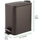 thumbnail image 3 of Contenedor de basura delgado de metal de 1.3 galones/5 L con tapa y bolsa - Bronce, 3 of 5