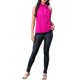 thumbnail image 2 of Top de cuello halter FAB CURVES para mujer Blusa casual elegante sin mangas con flores 3D XS Rosa intenso, 2 of 6