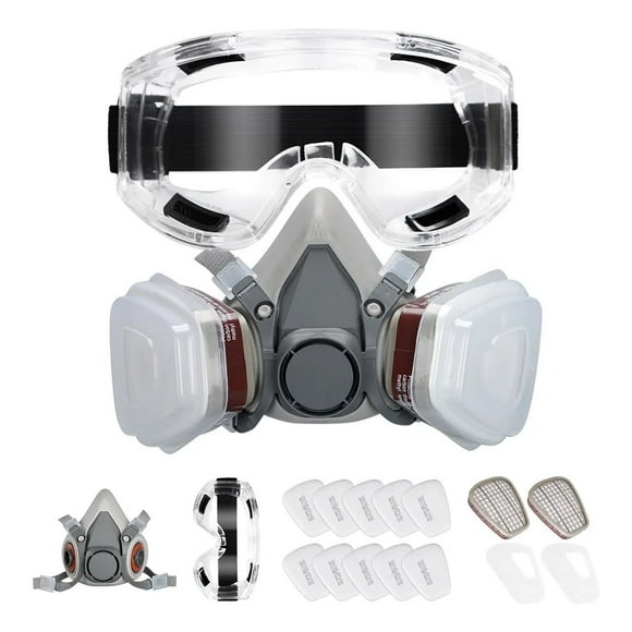 6200 Mascara Gas Full Face Incluir 8 Filtros Respiración Antigas Diseño De Silicona Ideal Para Trabajos Agrícolas, Pintura, Gases Orgánicos, Etc.