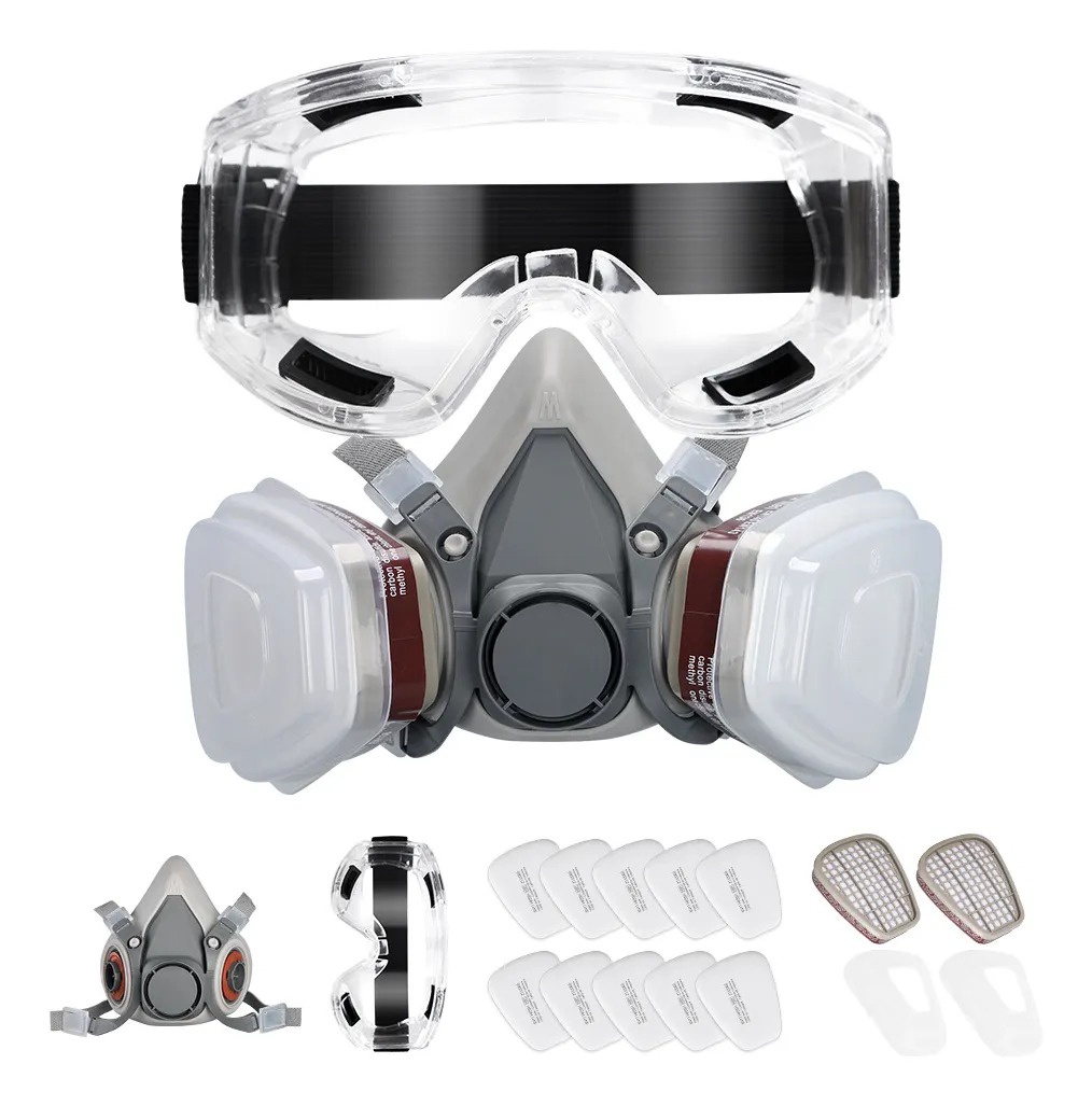 Genérica - 6200 Mascara Gas Full Face Incluir 8 Filtros Respiración Antigas Diseño De Silicona Ideal Para Trabajos Agrícolas, Pintura, Gases Orgánicos, Etc.