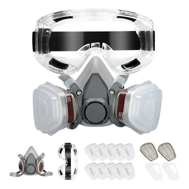 6200 Mascara Gas Full Face Incluir 8 Filtros Respiración Antigas Diseño De Silicona Ideal Para Trabajos Agrícolas, Pintura, Gases Orgánicos, Etc.