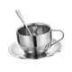 thumbnail image 4 of Tazas De Café Con Aislamiento Irrompibles Con Platillo Y Cuchara De Acero Inoxidable 180 Ml Plateado, 4 of 5