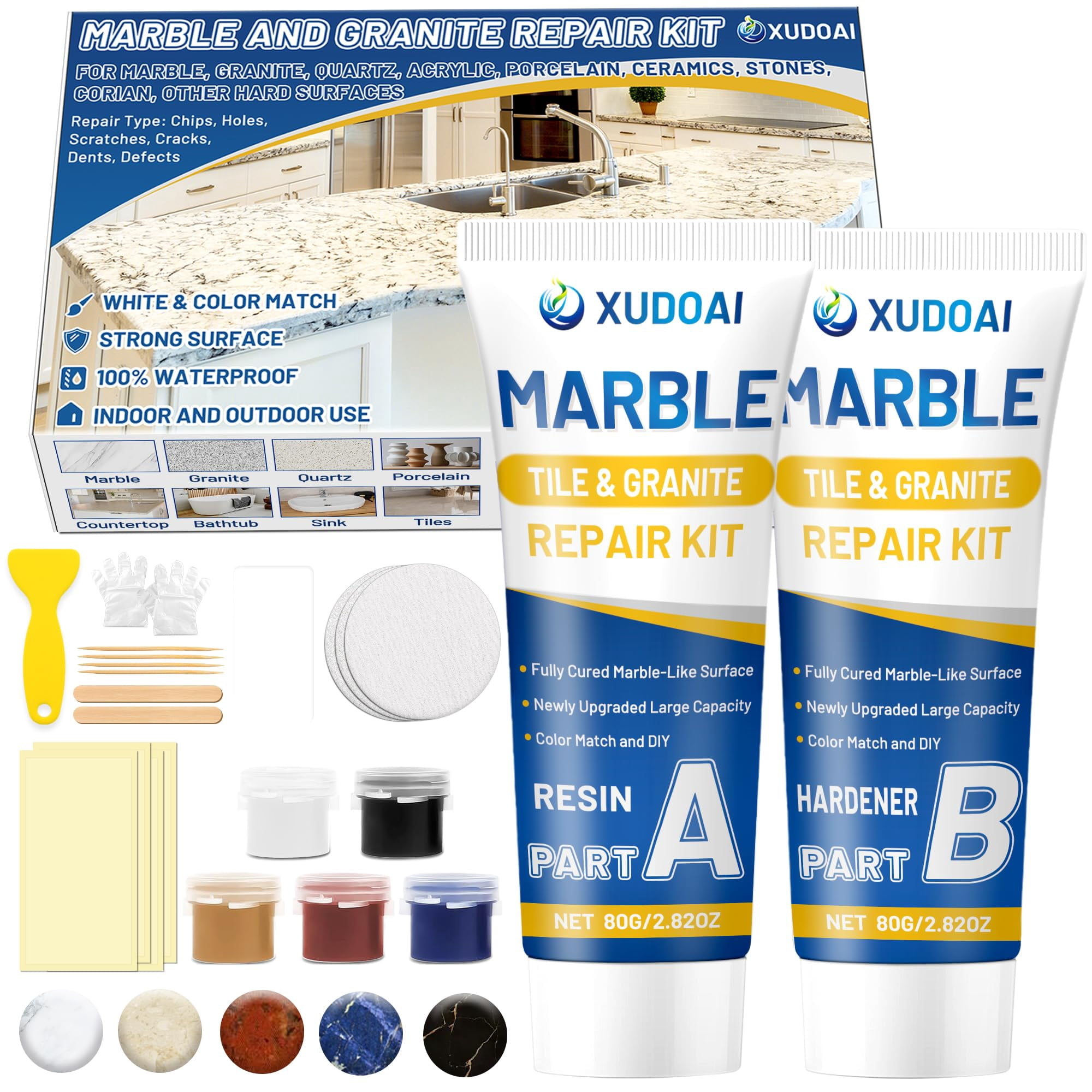 Kit De Reparación Para Encimera De Mármol Y Granito Xudoai De 160 G/160 Ml