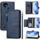thumbnail image 1 of Funda tipo cartera para REALME C21 con bolsillo con cremallera, tarjetero, soporte, correa para la muñeca y tapa de cuero azul, 1 of 5