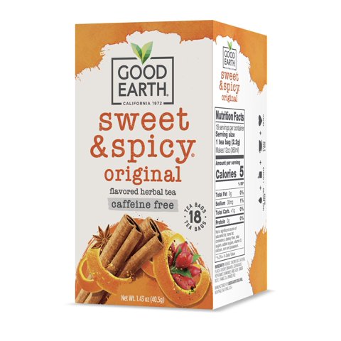 Good Earth Tea Co. - Té De Hierbas Good Earth, Dulce Y Picante, Sin Cafeína, 18 Bolsas X 6