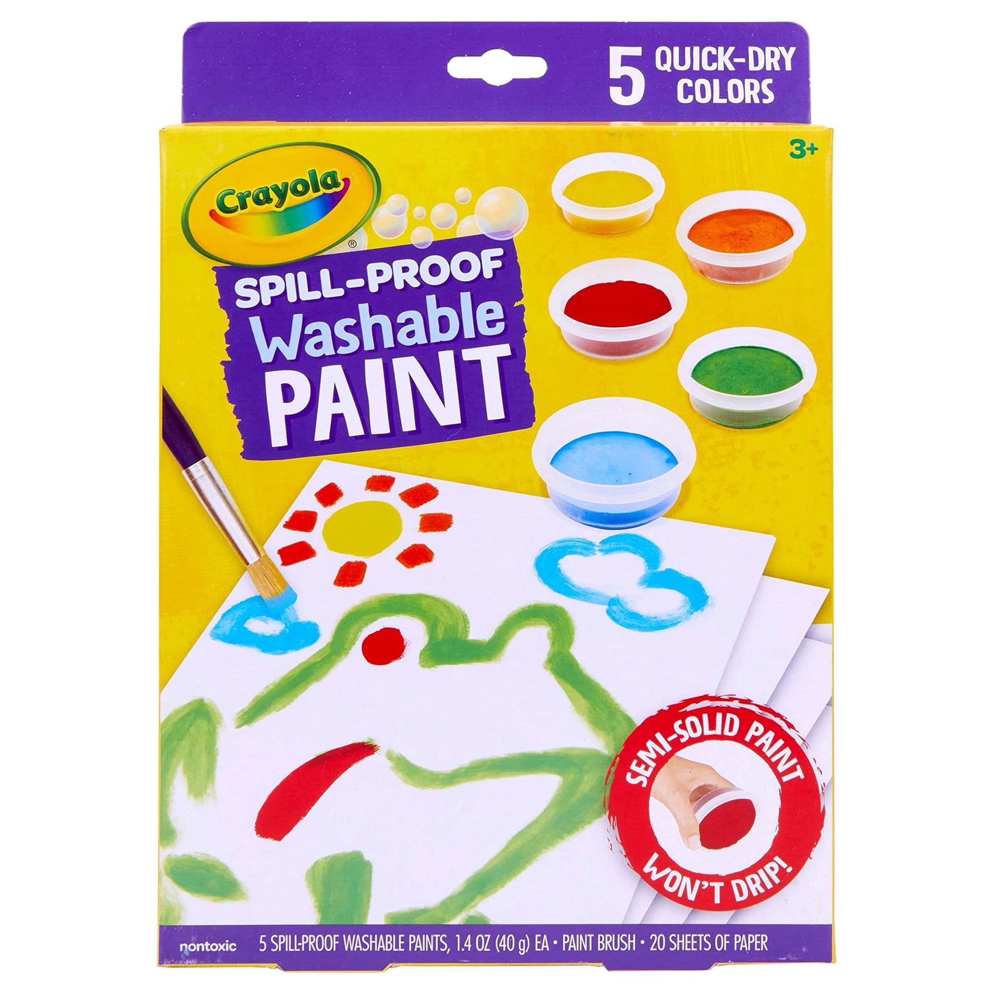 Set De Pintura Crayola Antiderrames, Lavable Para Niños De 3 A 6 Años Con Pincel