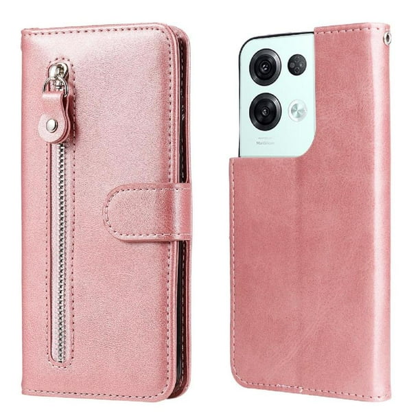 Funda con Cremallera para OPPO Reno 8 Pro 5G, Carcasa Cartera de Cuero PU con Soporte y Tarjetero