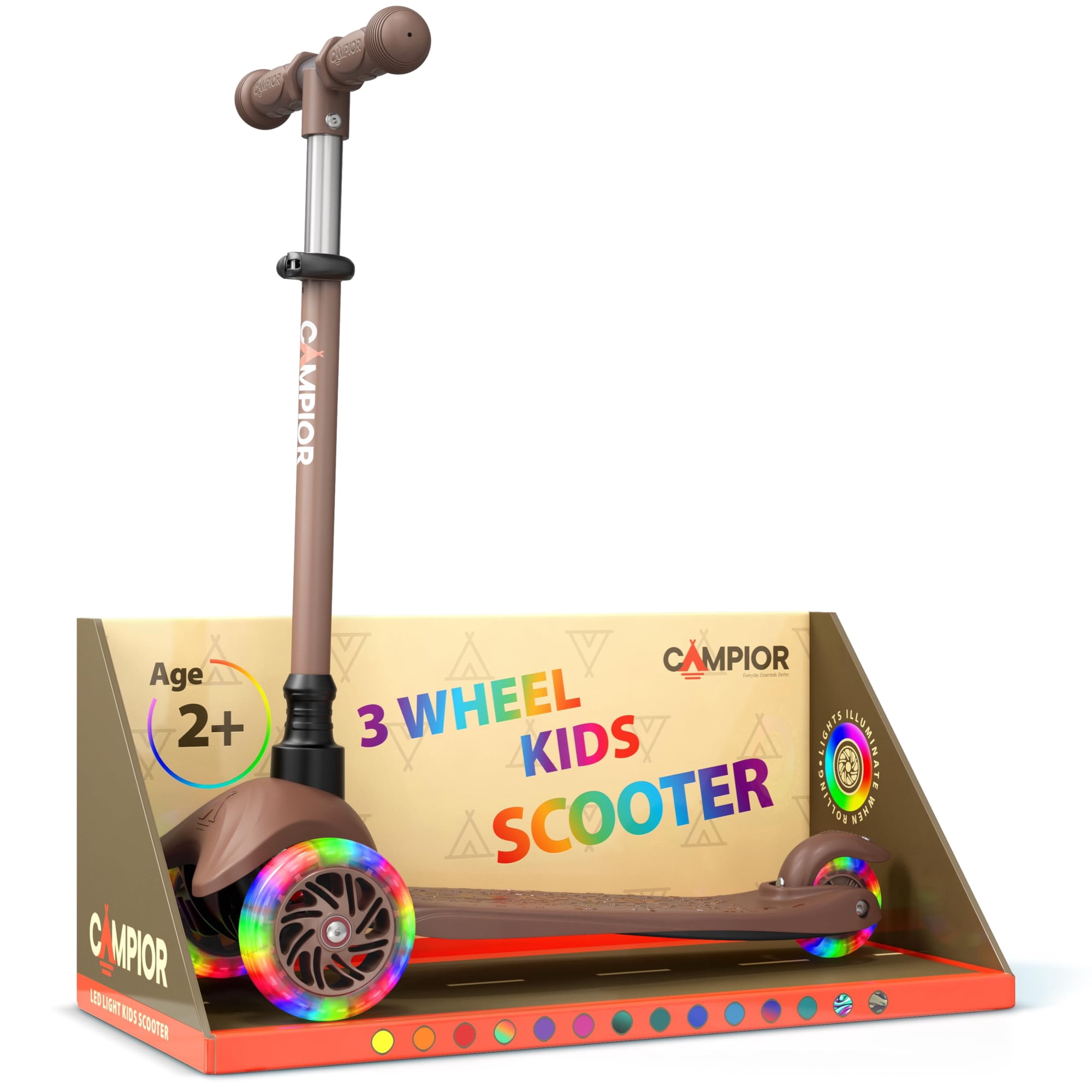 Scooter Mini De 3 Ruedas Campior Para Niños Con Luces Led Y Manillar Ajustable