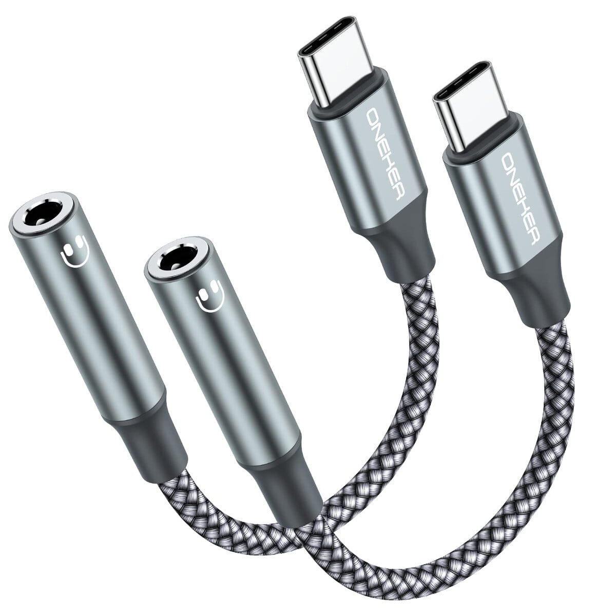 Adaptador Usb C A 3.5mm Oneker 2 Pack Chip Dac Nylon
