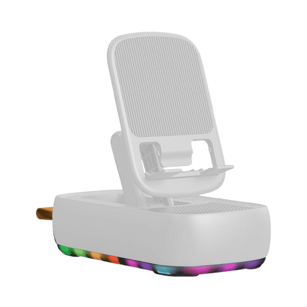 Genérico - Soporte 3 En 1 Para Teléfono Móvil Altavoz Power Bank Con Luz Intermitente Inteligente Soporte Multifuncional De Sobremesa Para Teléfono-blanco