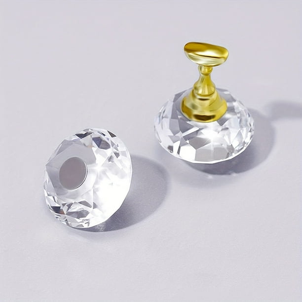 Transparent Crystal Nail Display Base,Golden Practice Stand Nail Holder,Nail Showing Shelf Decoration,Manicure Tool