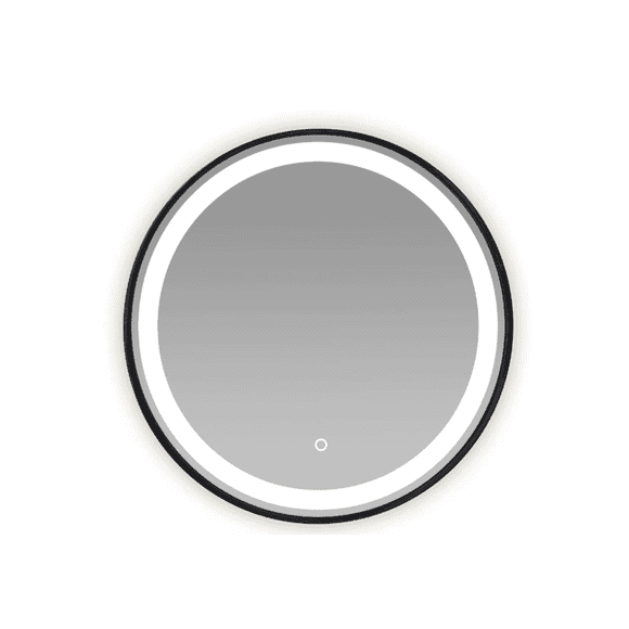 Espejo Circular 60cm 3 Luces Led Borde Negro