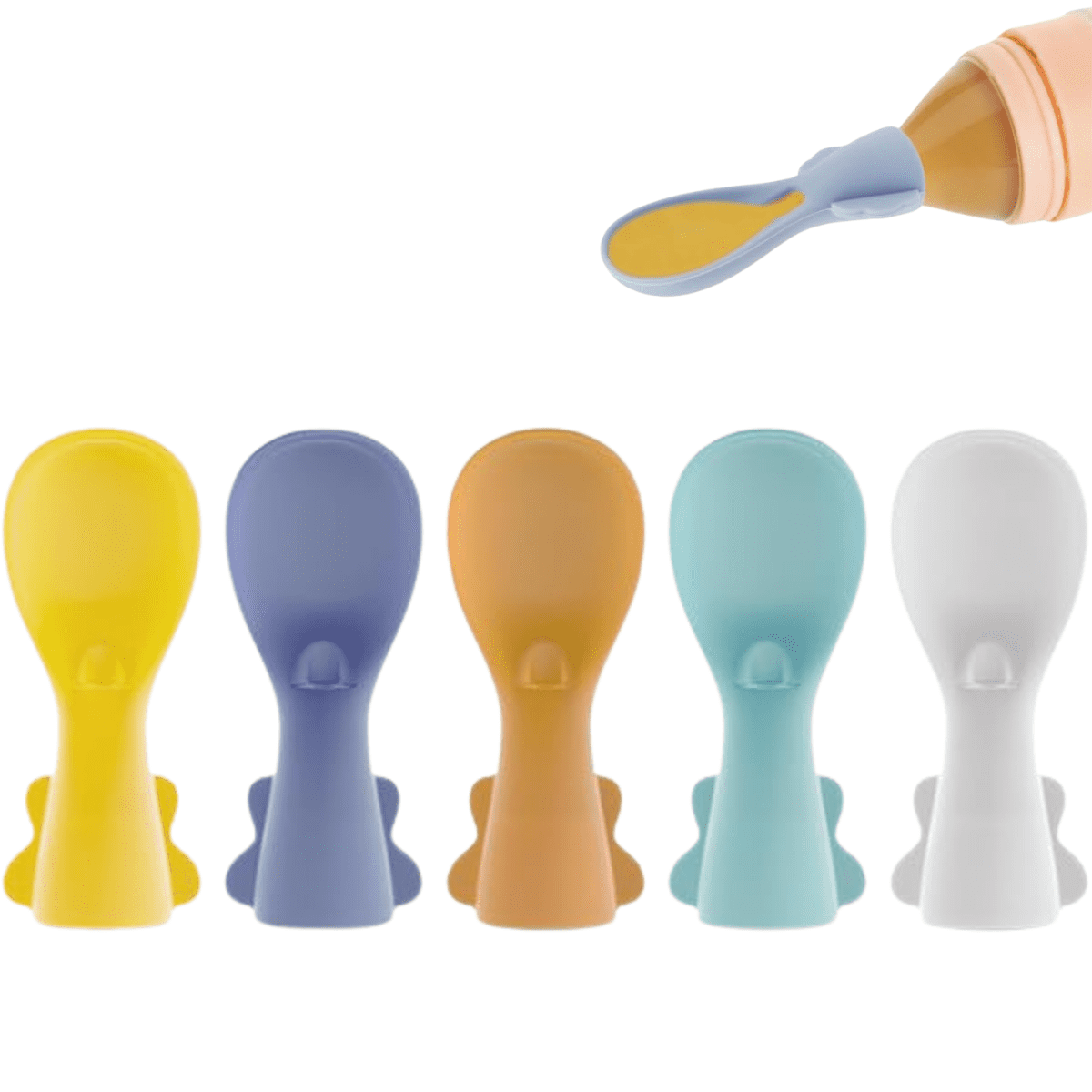 Genérico - Set 5 Piezas Cucharas Dispensadoras De Silicona Para Bebés
