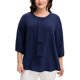 thumbnail image 1 of Agnes Orinda Blusa de Chifón con Volantes y Cuello Redondo para Mujer de Talla Grande para Escuela, Universidad, Trabajo y Oficina L Azul Marino, 1 of 5