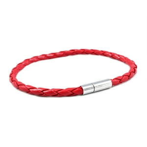 Millam - Pulsera Unisex Cuero Trenzado Rojo Y Broche A Presión
