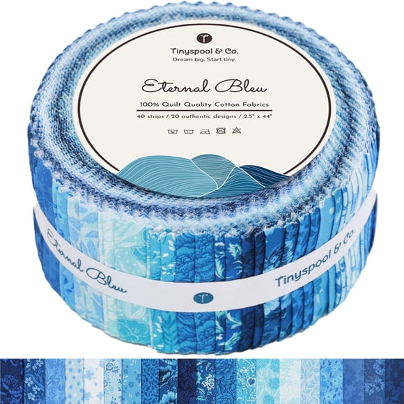 Tiras de tela Jelly Roll Tinyspool & Co. Azul eterno x40