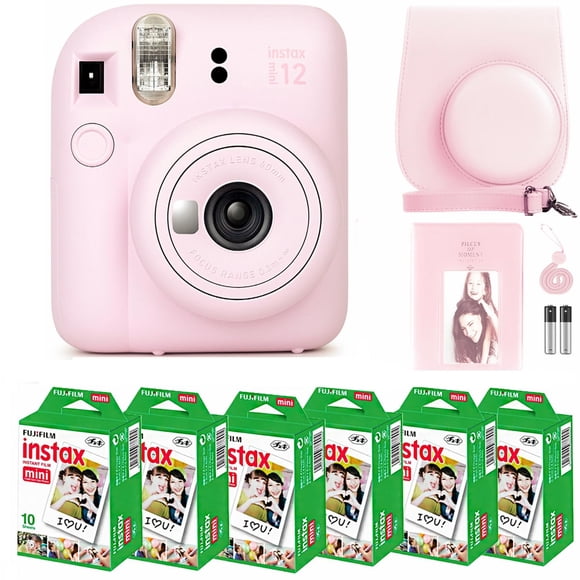 Cámara Fujifilm Instax Mini 12 con película, 60 hojas y accesorios