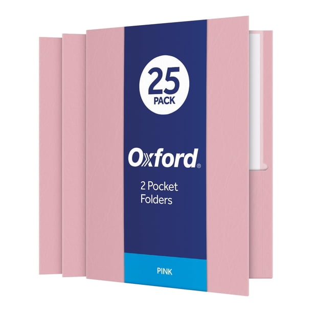 Carpeta Oxford de dos bolsillos, papel texturizado, tamaño carta, rosa, capacidad 100 hojas, caja de 25 (57568EE)