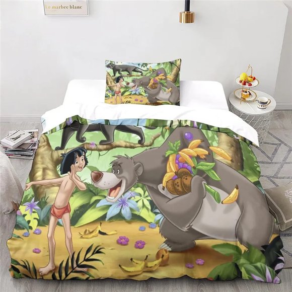 The Jungle Book Bed Cover Set Duvet Bed Linen,3d Children Bedding Set,3-Piece 1 Bed Cover Birthday Gifts Bed Sheets