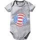 thumbnail image 1 of Mono de manga corta con estampado de béisbol y letras del 4 de julio para niños pequeños, 18 meses (gris-C, 3-6 meses), 1 of 7